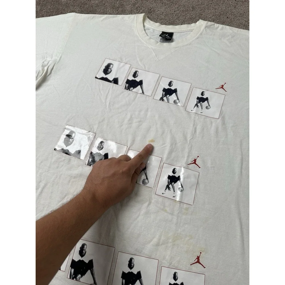 Vintage Mens T-shirt 90s Jordan Michael Jordan Photo Grid White Jumpman Size XXL